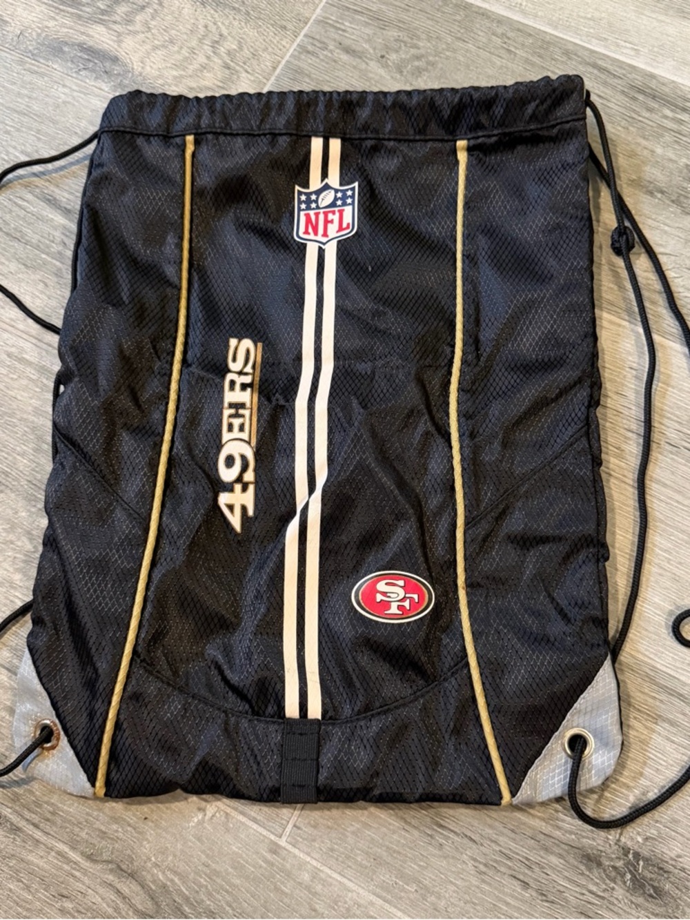 San Francisco 49ers Black Drawstring Backpack Bag NFL Official Licensed